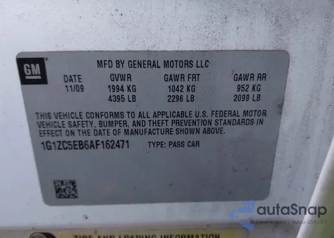 2010 Chevrolet Malibu Lt from USA, damaged, VIN 1G1ZC5EB6AF162471